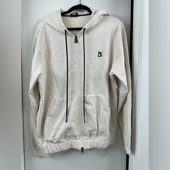 NWT $95 MAGNLENS Zip Up Hooded Hoodie Sweater Shirt Jacket S or M Heather Grey - Picture 2 of 15